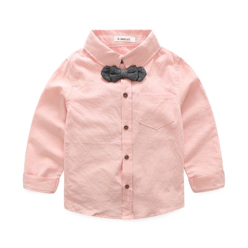 Kimocat Boys 3Pcs Clothing Sets Cotton Long Sleeve Bowtie Shirts +Vest +Pants Casual Suit (3T) - Image 2